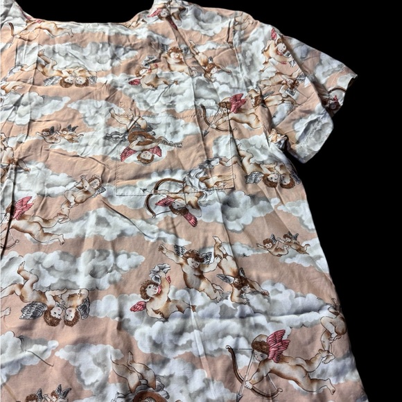 Vintage Short Sleeve Blouse Size Medium Lee Sands Cupid Valentines Day,cherubs - Picture 3 of 8